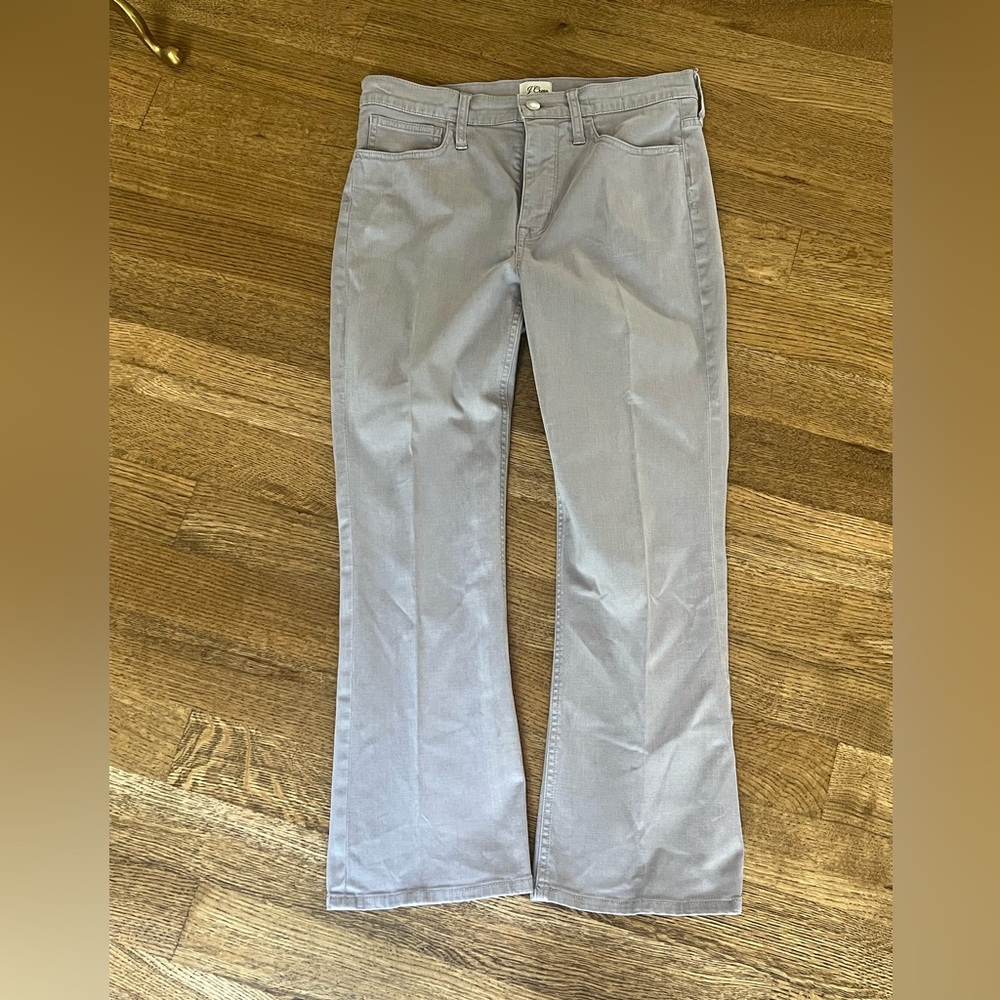 Jcrew 9” Billie bootcut crop jean pale grey